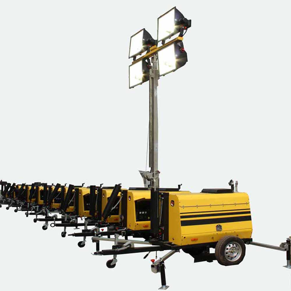 Diesel portable generator with flood lights hydraulic lighting tower