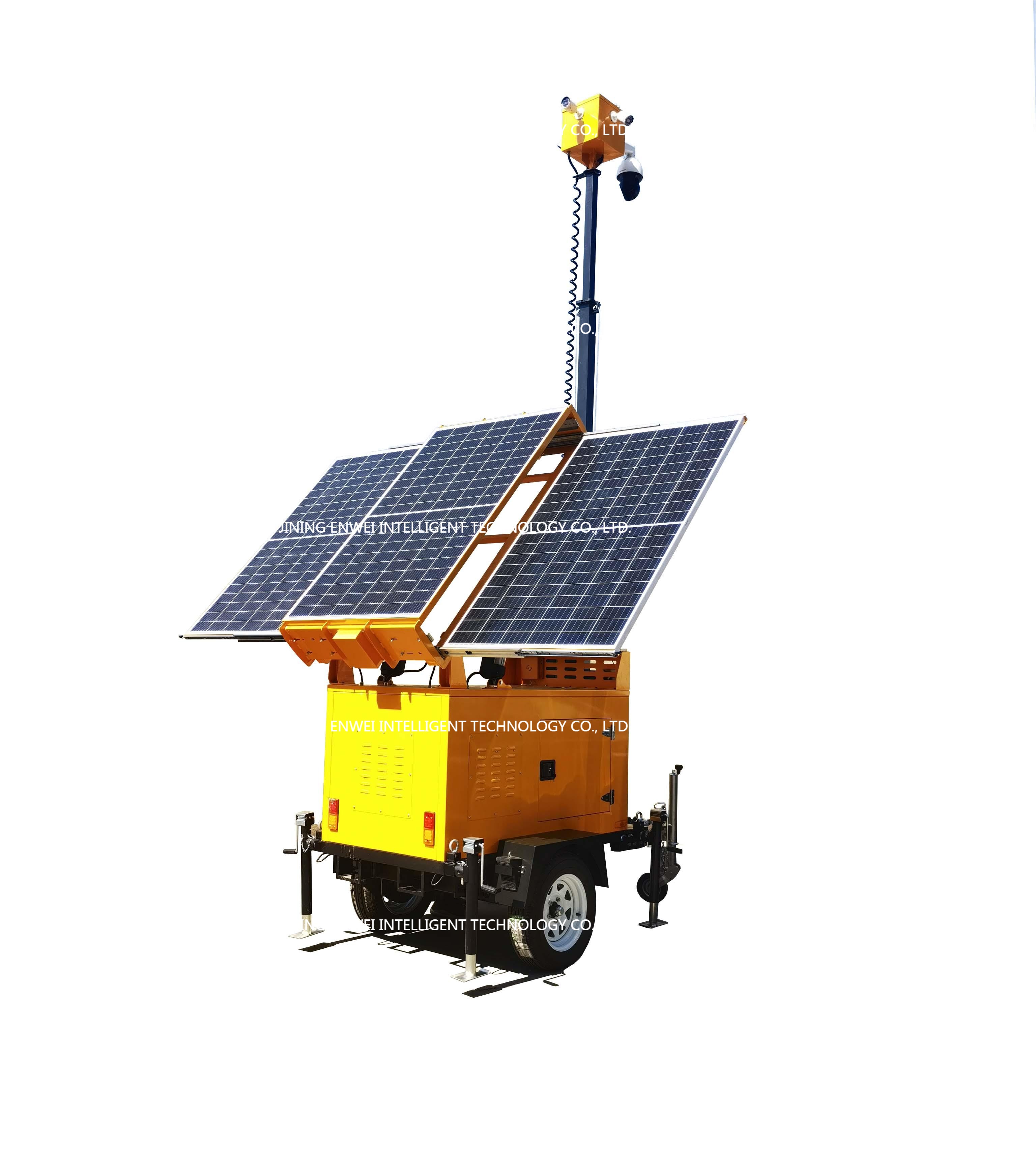 New energy solar powered mobile surveillance CCTV camera trailer for security