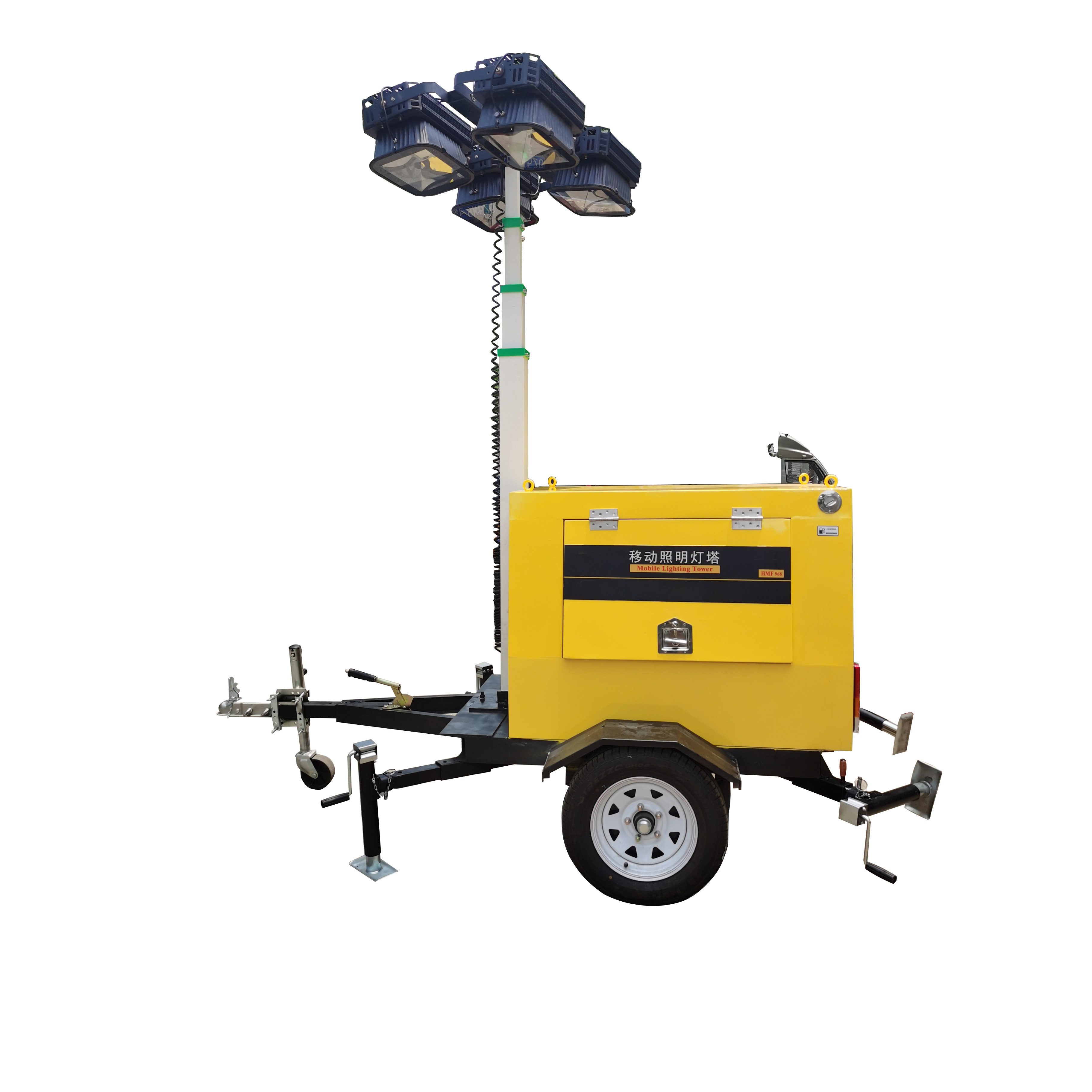 10kw diesel engine 9m mast 4*500W 4*250W metal halide lamp mobile lighting tower price