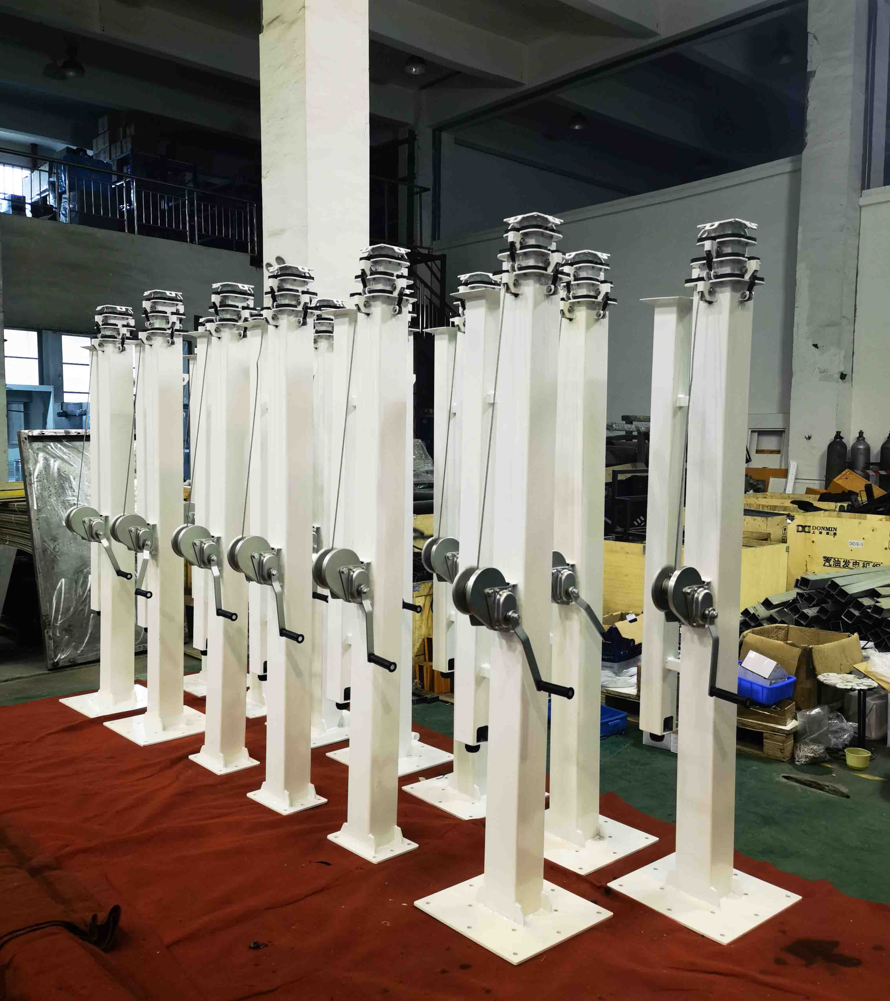 6m 7m 8m 9m square tube manual lift telescopic mast with hand crank