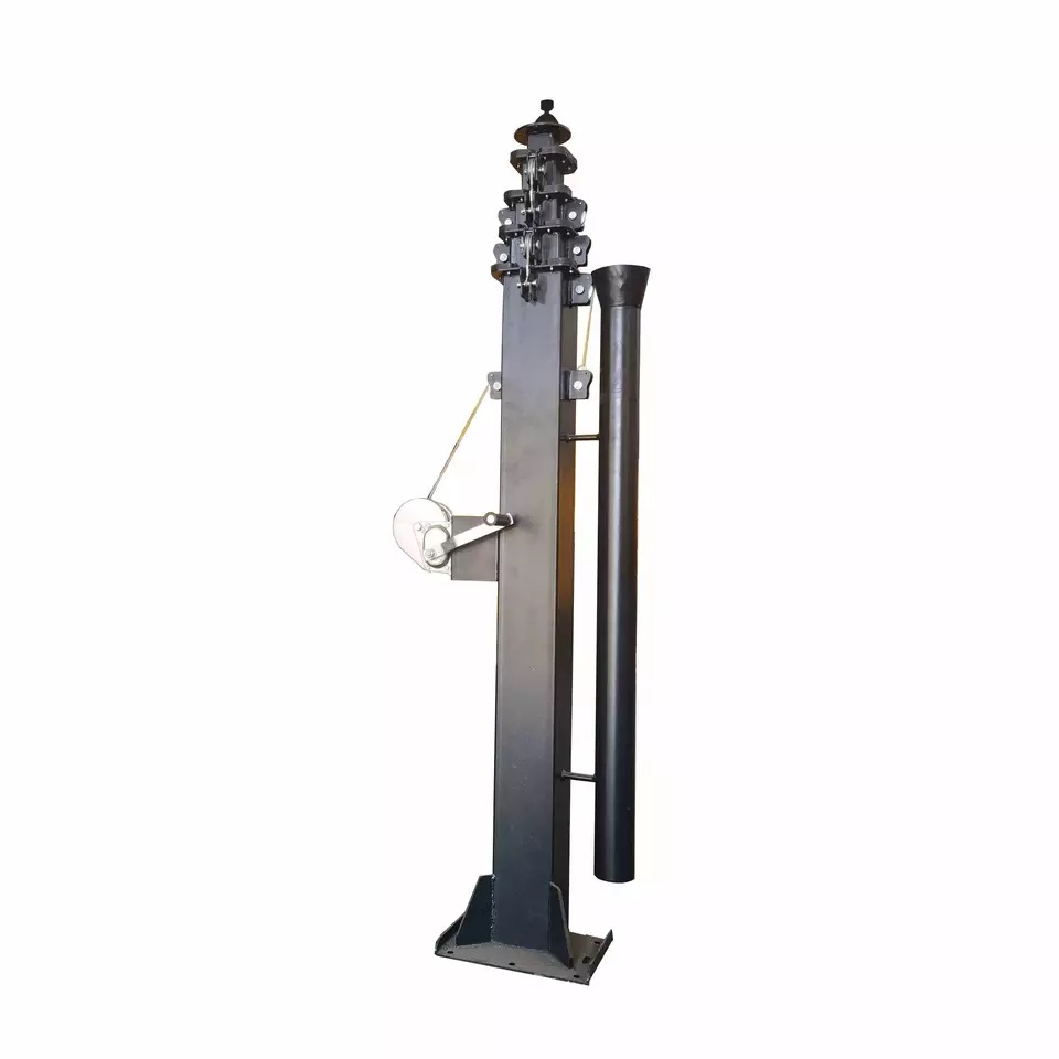 Surveillance cctv camera mast pole tower vehicle mounted manual winch type telescopic mast